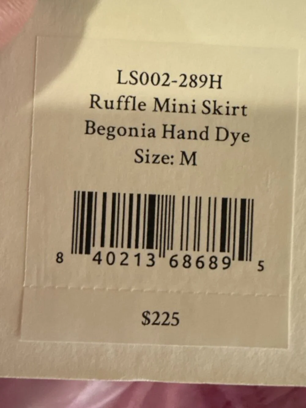 LoveShackFancy Ruffle Mini Skirt Pink Begonia Hand Tie Dye M NWT Cotton Lace